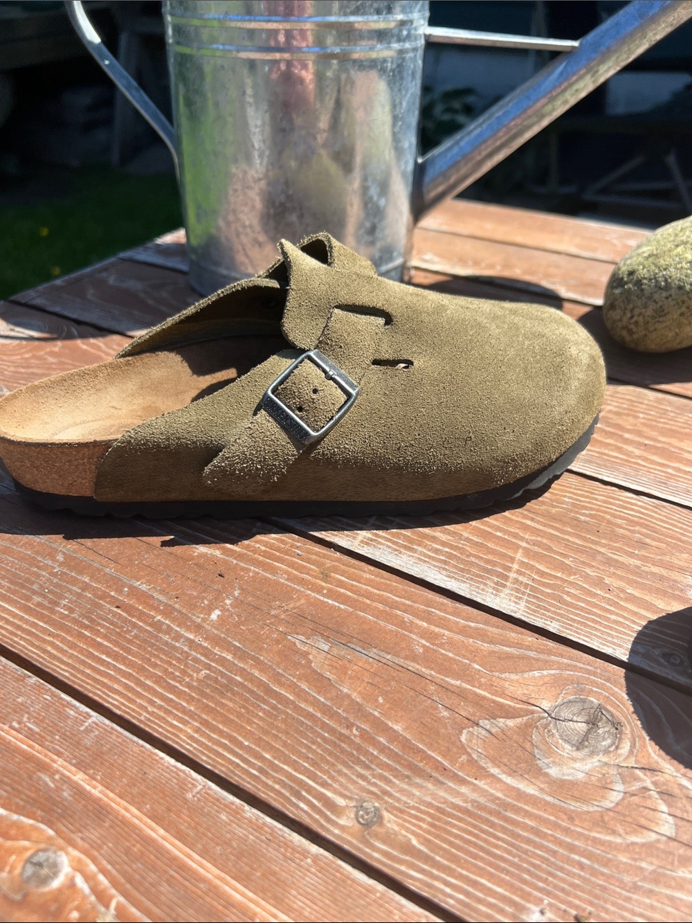 Birkenstock Olive Suede Clogs - Picture 6 of 9